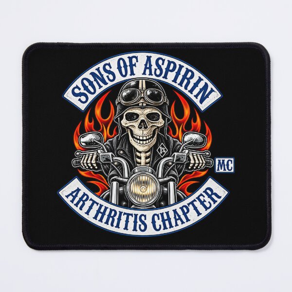 Item preview, Sons of Aspirin Motorcycle Club | Funny Biker Skeleton Skull Graphic Tee designed and sold by GarnerSupplyCo.