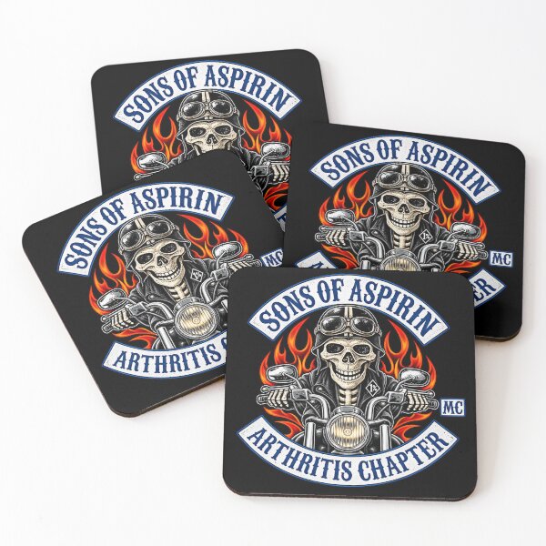 Item preview, Sons of Aspirin Motorcycle Club | Funny Biker Skeleton Skull Graphic Tee designed and sold by GarnerSupplyCo.