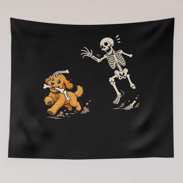 Item preview, Funny Goldendoodle Dog Stealing Bone From Skeleton Halloween designed and sold by darriahad.