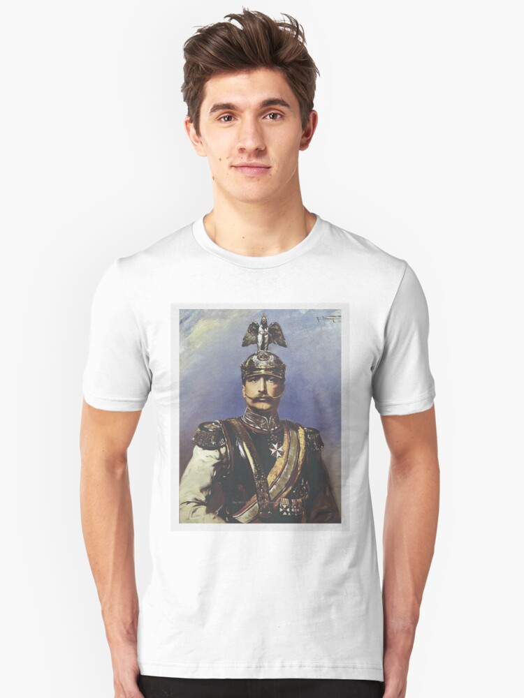 Alternate view of Kaiser Wilhelm II with Prussian Royal Guards helmet Slim Fit T-Shirt