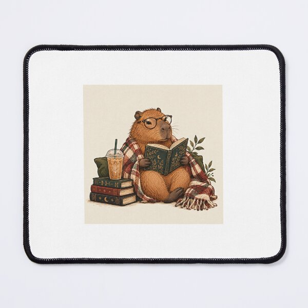 Item preview, Cozy Reading Capybara with Iced Coffee and Books Aesthetic designed and sold by KristinaArts.
