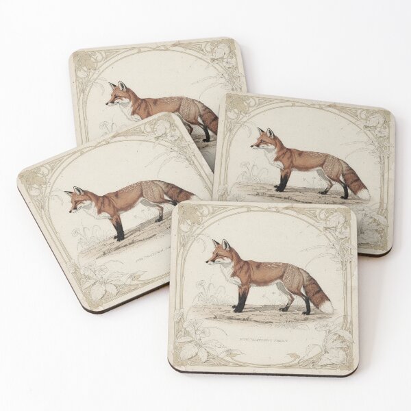Item preview, Vintage Red Fox Natural-History Specimen Plate in Gilt designed and sold by PictorialWhimsy.