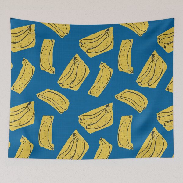 Item preview, Royal blue pop art bananas designed and sold by Anne Londez Studio.