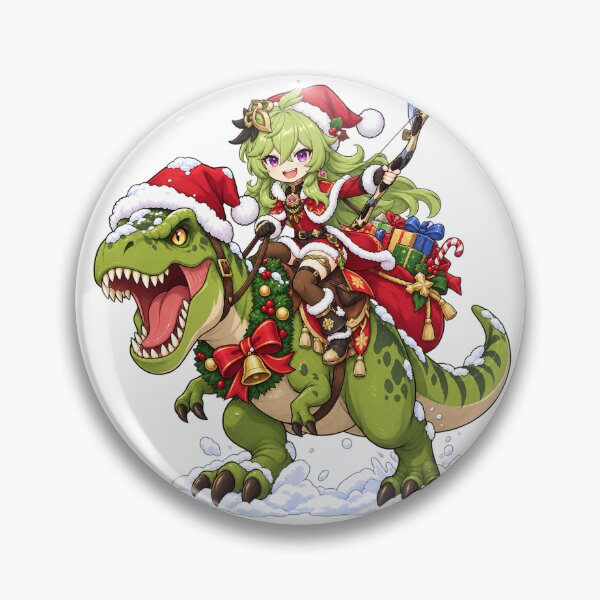 Item preview, Collei Genshin Impact Christmas T Rex Ride Chibi designed and sold by mildaclairmo.