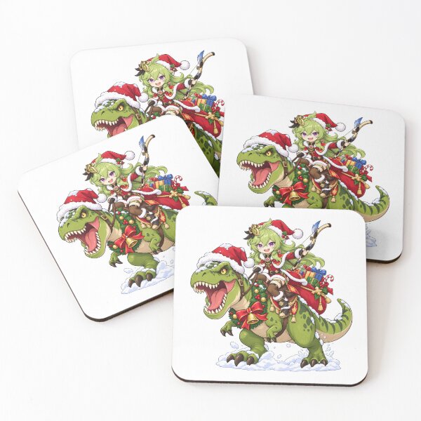 Item preview, Collei Genshin Impact Christmas T Rex Ride Chibi designed and sold by mildaclairmo.