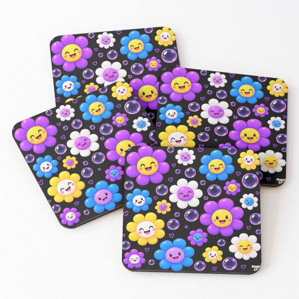 Item preview, Cute 3D Happy Flowers & Bubbles Kawaii Pattern designed and sold by IMuDesigner.