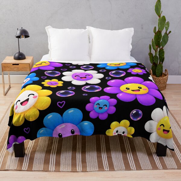 Item preview, Cute 3D Happy Flowers & Bubbles Kawaii Pattern designed and sold by IMuDesigner.