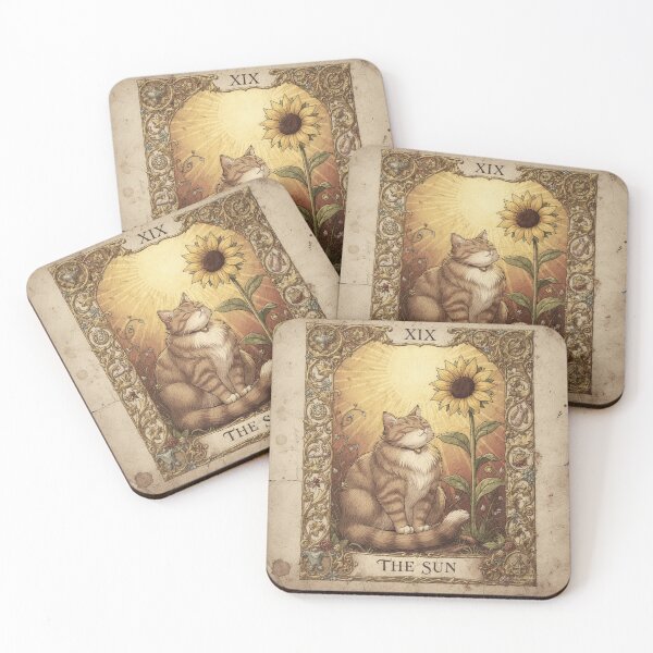 Item preview, The Sun Tarot Cat Basking in Gilded Rays designed and sold by PictorialWhimsy.