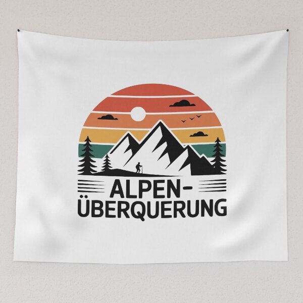 Item preview, Alpine crossing hiking retro mountain motif designed and sold by Loona97.