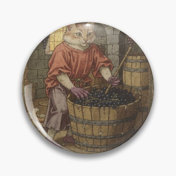 Item preview, Medieval Cat Winemaker Stomping the Harvest Manuscript Art designed and sold by PictorialWhimsy.