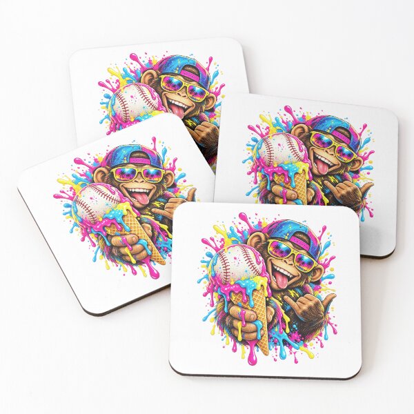 Item preview, Monkey Funny Animals Baseball Ice Cream Drip Cool designed and sold by JapanAnimeS3.