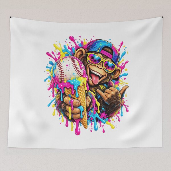 Item preview, Monkey Funny Animals Baseball Ice Cream Drip Cool designed and sold by JapanAnimeS3.