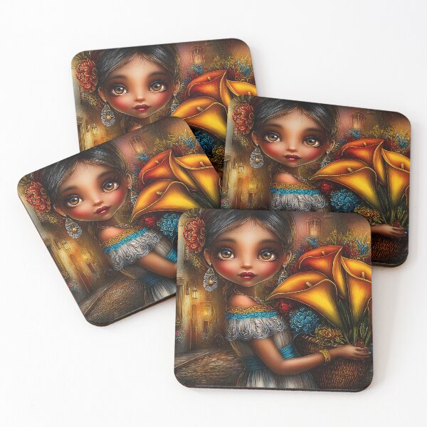 Item preview, Charming Girl with Colorful Flowers in Basket designed and sold by Artessie.