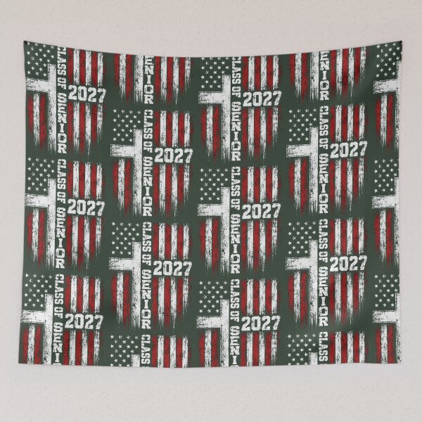 Item preview, Christian Senior Class Of 2027 American Flag Cross Graduation Oversized T-Shirt designed and sold by OfGivingArt.