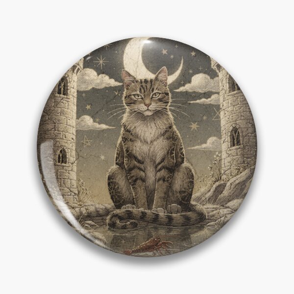Item preview, The Moon Tarot Cat Beneath a Silver Crescent designed and sold by PictorialWhimsy.