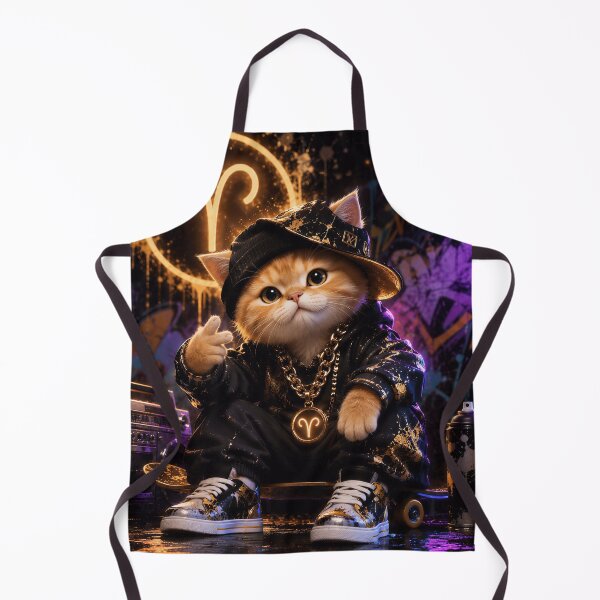 Item preview, Aries Cat Zodiac Gold Hip Hop Streetwear designed and sold by Soluna Studio.