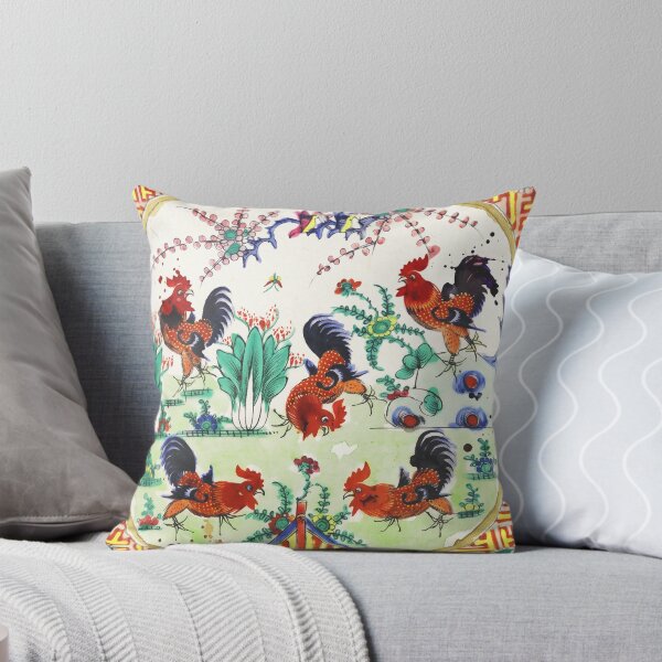 Item preview, Chinoiserie Roosters Garden Watercolor Art designed and sold by Fani*.
