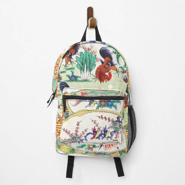 Item preview, Chinoiserie Roosters Garden Watercolor Art designed and sold by Fani*.