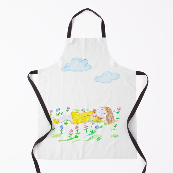 Item preview, Dreaming in a sea of flowers - Hand-drawn girl in a yellow dress designed and sold by alilu-art .