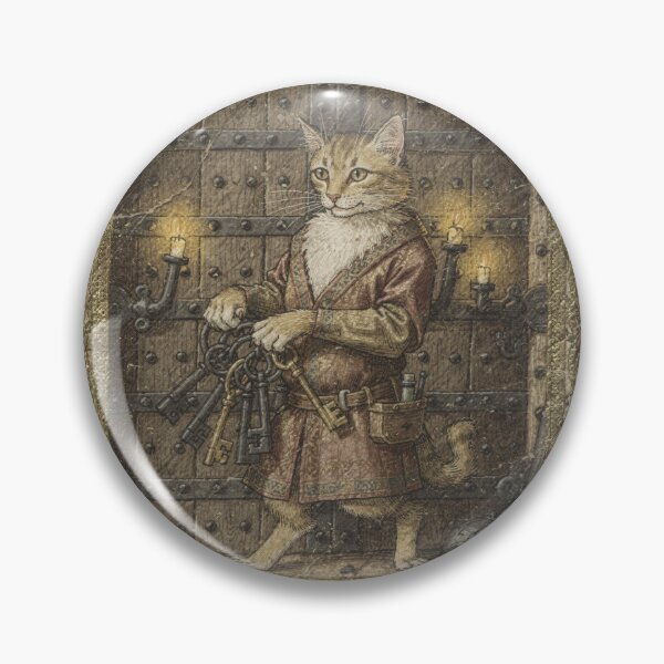 Item preview, Medieval Cat Locksmith Guarding the Dungeon Keys Manuscript Art designed and sold by PictorialWhimsy.