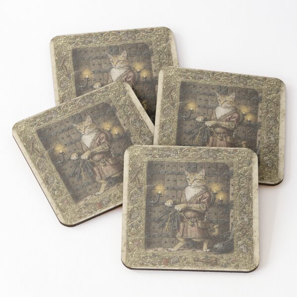 Item preview, Medieval Cat Locksmith Guarding the Dungeon Keys Manuscript Art designed and sold by PictorialWhimsy.