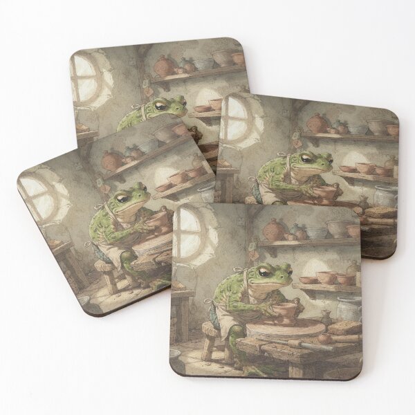 Item preview, Toad Potter Throwing Tiny Clay Teacups designed and sold by PictorialWhimsy.