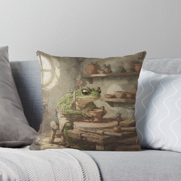Item preview, Toad Potter Throwing Tiny Clay Teacups designed and sold by PictorialWhimsy.