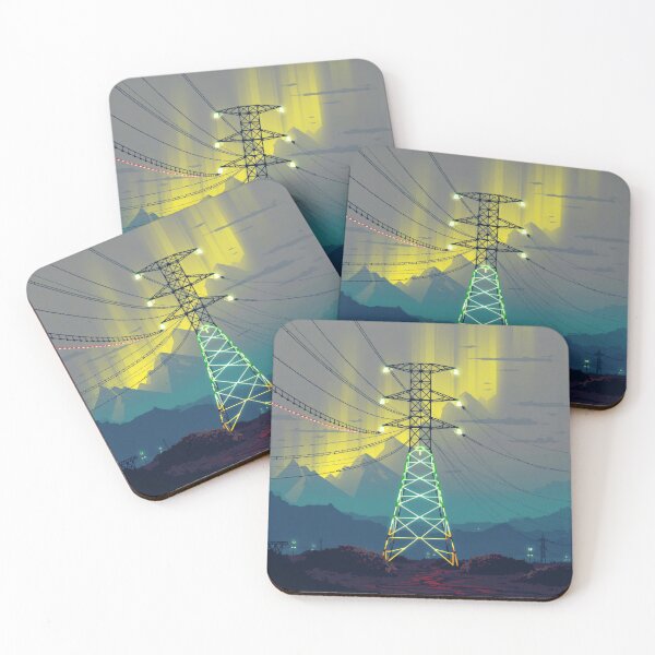 Item preview, Electricity Pylon Pixel Art Atmospheric Cyberpunk Sky designed and sold by Pylon-Bureau.
