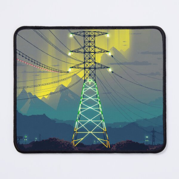 Item preview, Electricity Pylon Pixel Art Atmospheric Cyberpunk Sky designed and sold by Pylon-Bureau.