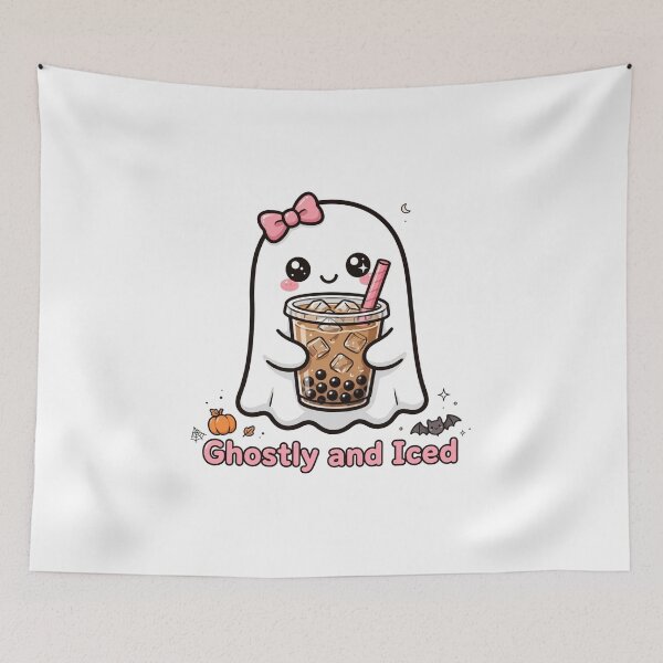 Item preview, Ghostly and Iced Cute Ghost Iced Coffee | Kawaii Boba Ghost Halloween designed and sold by     Fatma Creates.