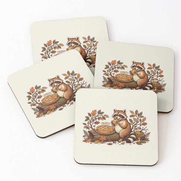 Item preview, Funny Raccoon Eating Autumn Pumpkin Pie Fall Forest Cottagecore designed and sold by AOCollections.