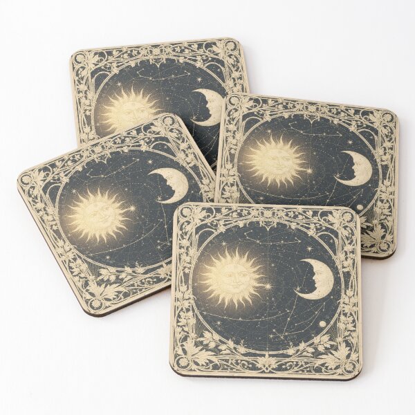 Item preview, Celestial Sun and Moon Astronomical Chart in Gold Leaf designed and sold by PictorialWhimsy.