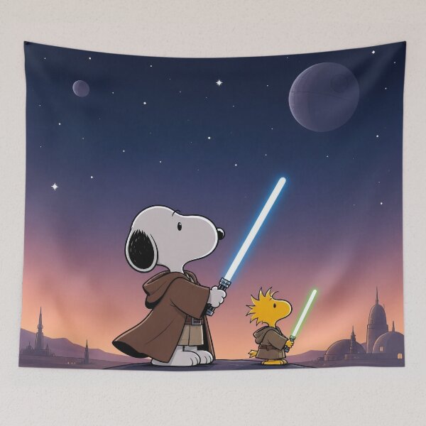 Item preview, Jedi Snoopy & Woodstock designed and sold by COFFEEWITHARTS.