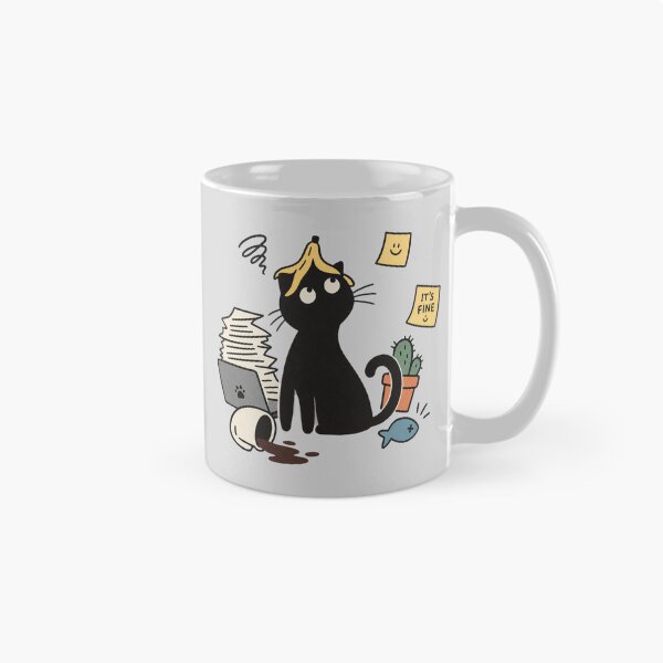 Item preview, it’s Fine – Funny Stressed Black Cat Office Work designed and sold by meesara.