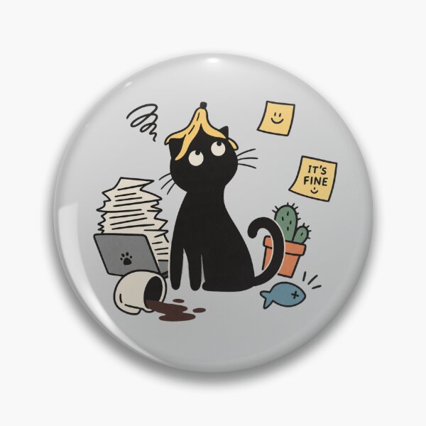 Item preview, it’s Fine – Funny Stressed Black Cat Office Work designed and sold by meesara.