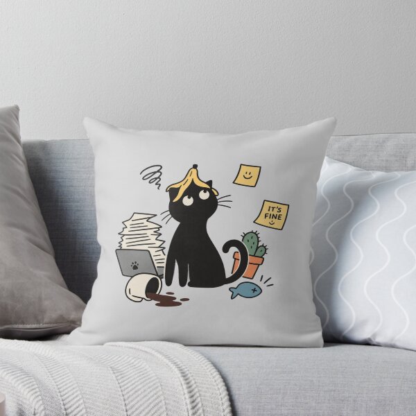 Item preview, it’s Fine – Funny Stressed Black Cat Office Work designed and sold by meesara.