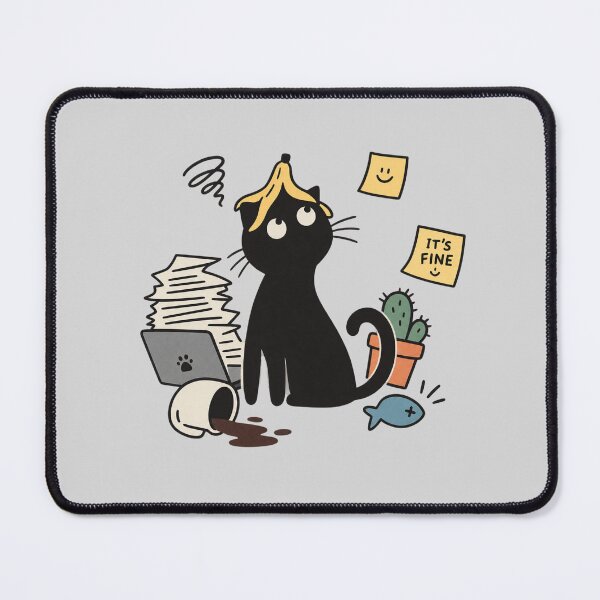 Item preview, it’s Fine – Funny Stressed Black Cat Office Work designed and sold by meesara.