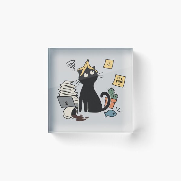 Item preview, it’s Fine – Funny Stressed Black Cat Office Work designed and sold by meesara.
