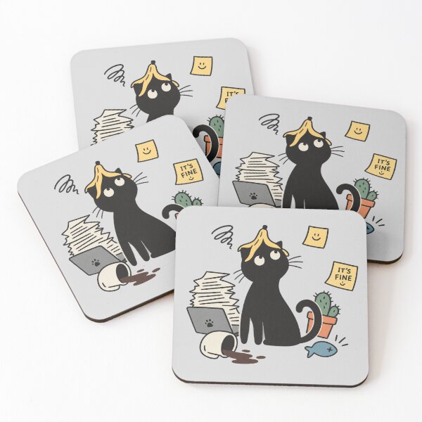 Item preview, it’s Fine – Funny Stressed Black Cat Office Work designed and sold by meesara.