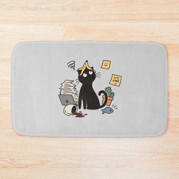Item preview, it’s Fine – Funny Stressed Black Cat Office Work designed and sold by meesara.