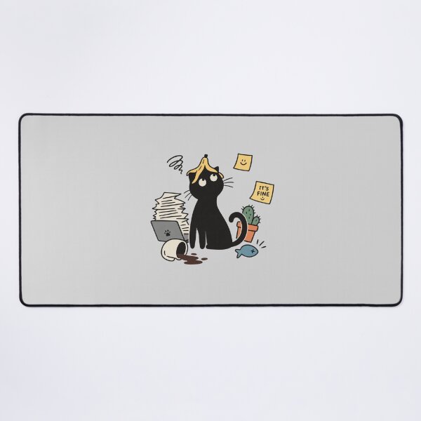 Item preview, it’s Fine – Funny Stressed Black Cat Office Work designed and sold by meesara.
