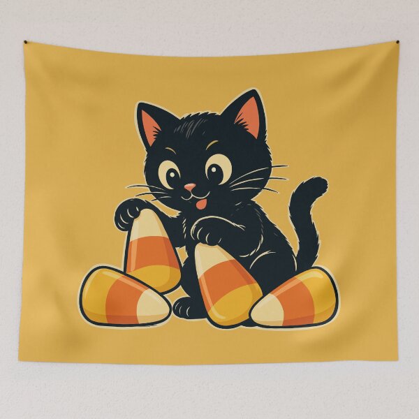 Item preview, Black Cat Playing With Candy Corn designed and sold by Ghost on Toast.