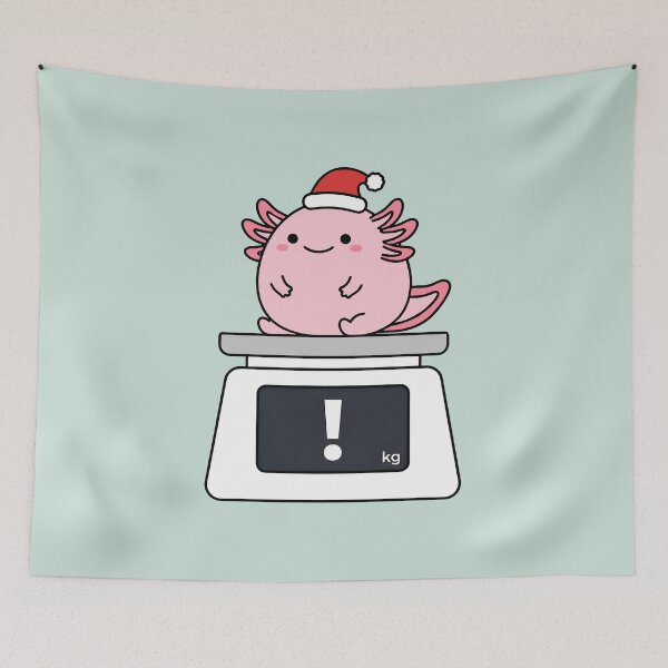 Item preview, Funny Chonky Axolotl on scale with Christmas Hat Minimalist designed and sold by bard-art.