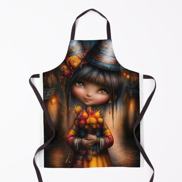 Item preview, Colorful Girl in Traditional Outfit Holding Flowers designed and sold by Artessie.