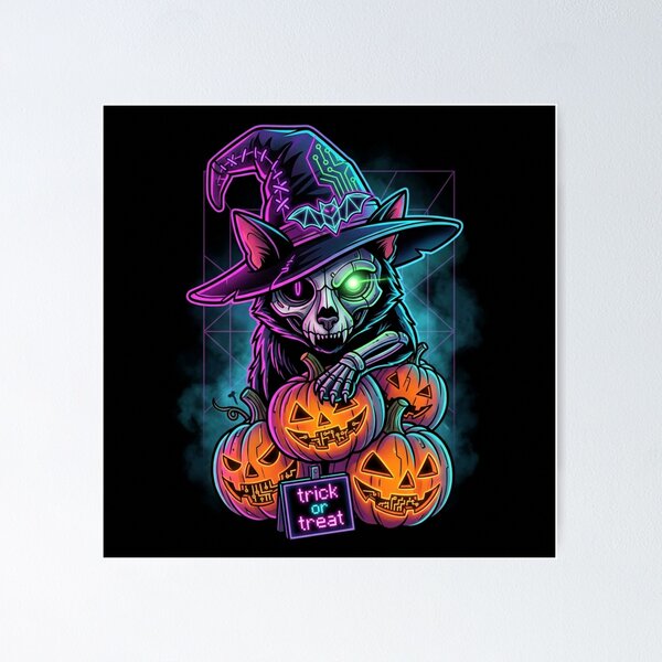 Item preview, Cyberpunk Witch Wolf Trick Or Treat Halloween designed and sold by PMTaurus.