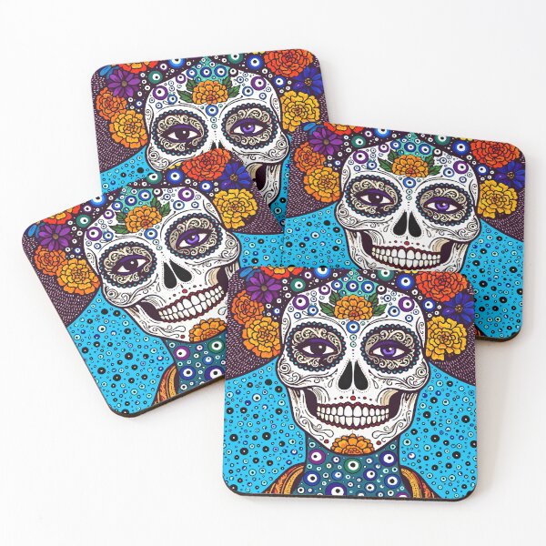 Item preview, Catrina Colorful Sugar Skull Illustration designed and sold by Ojo de Lilith.