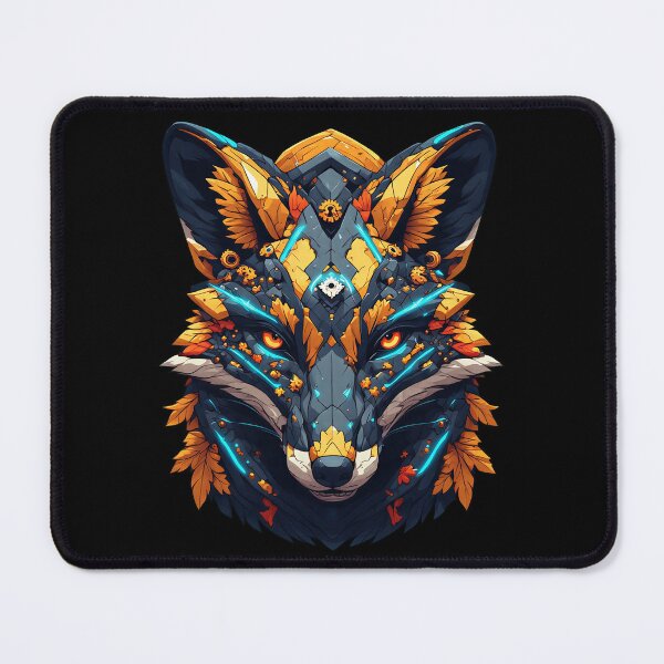 Item preview, Autumn Cybernetic Fox - Gold and Neon Tech Mask Edition designed and sold by Cyber Gold Studio.
