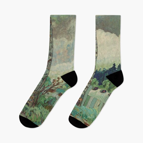 Item preview, Skedans, First Nation Tanoo Queen totems Charlotte Island British Columbia, Canada landscape painting by Emily Carr designed and sold by Jéanpaul  Ferro.