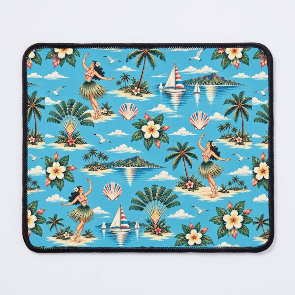 Item preview, Modern Hawaiian Resort – Diamond Head & Hula Girl Tropical Pattern designed and sold by Plus91BIRD.