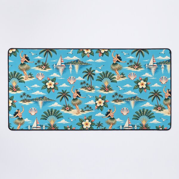 Item preview, Modern Hawaiian Resort – Diamond Head & Hula Girl Tropical Pattern designed and sold by Plus91BIRD.
